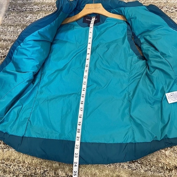 Lands End Medium Goose Down Puffer Vest zip teal green - Picture 8 of 9